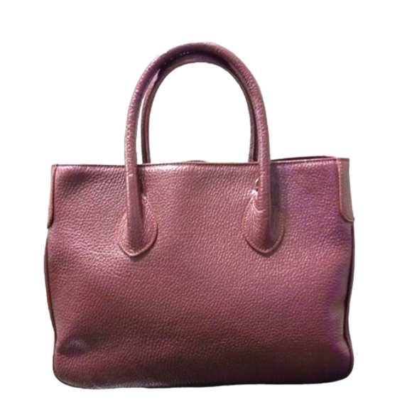 Maxima Milano Burgundy Italian Leather Hand Bag Satchel - Picture 3 of 10